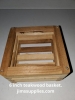 6 Inch Teakwood Square Basket. OUT OF STOCK.