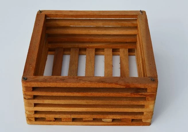 12 Inch Teakwood Square Basket. OUT OF STOCK.